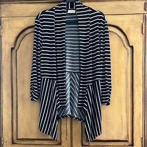 Chico's Black and White Striped Cardigan Sweater